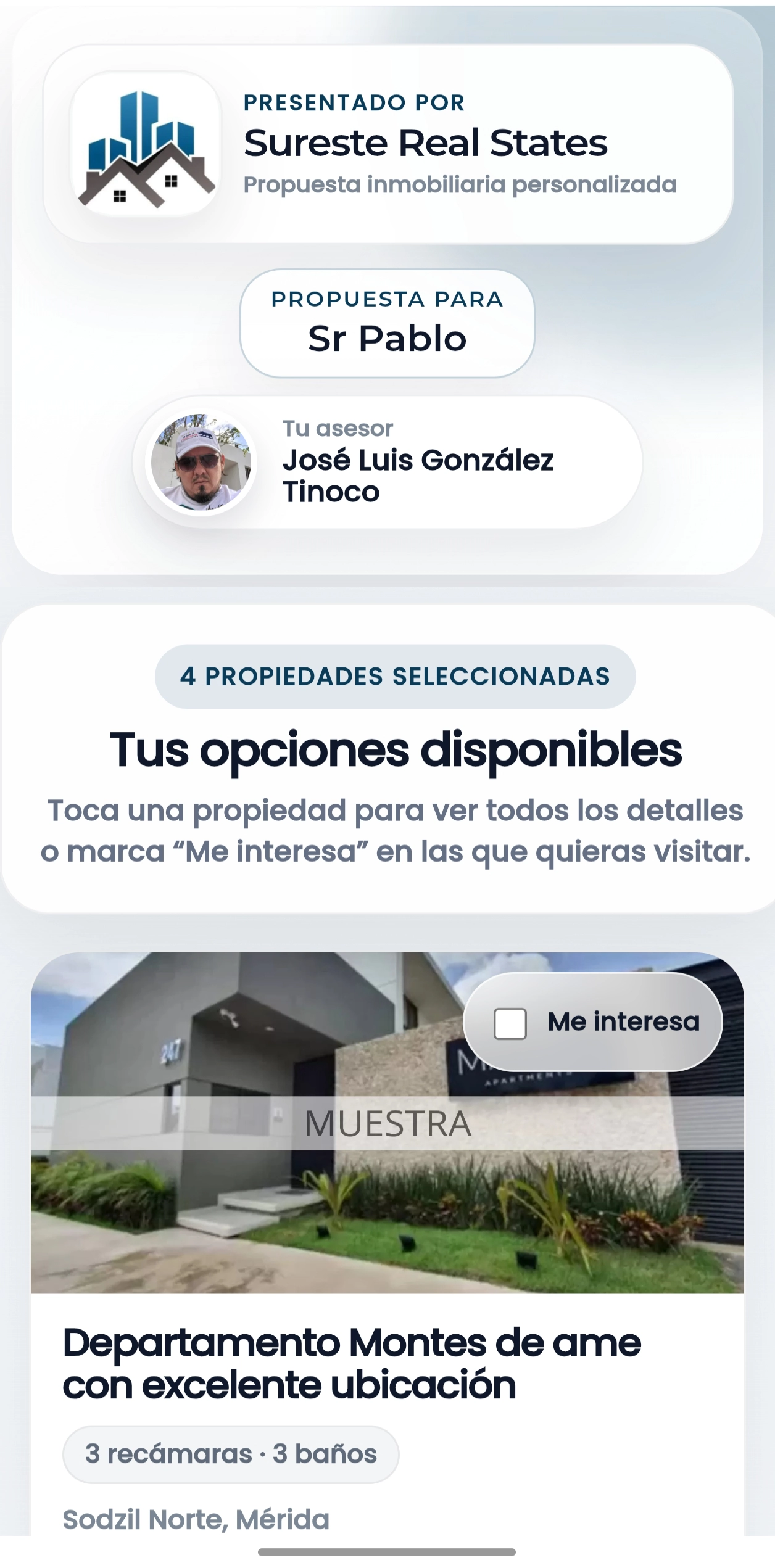 Portada de propuesta personalizada con logo, color y asesor